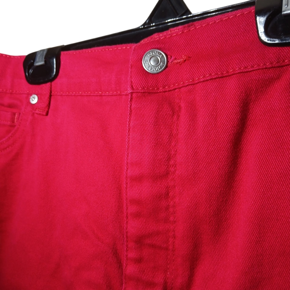 Gloria Vanderbilt Denim All Around Slimming Effect Red Cuffed Shorts Size 16 - Picture 5 of 16